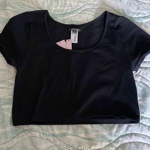 Plus black scoop neck crop top